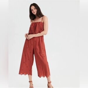American Eagle Outfitters Terracotta Eyelet Jumpsuit